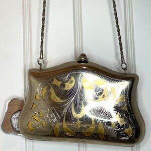 Vintage Silver/Brass Metal Evening Bag!